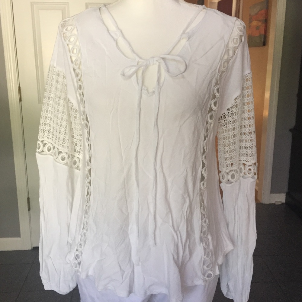 Zara white lace Boho style blouse